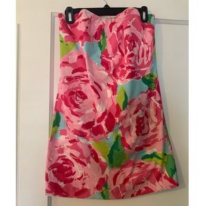 Lilly Pulitzer Pink Green Blue Roses Keetan Dress